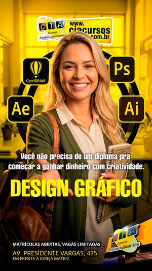 Curso de Design Gráfico CIA Cursos — CorelDRAW, Photoshop, Illustrator, After Effects